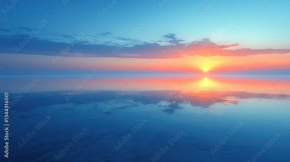 Fototapeta premium Serene Sunrise Reflection on Calm Water