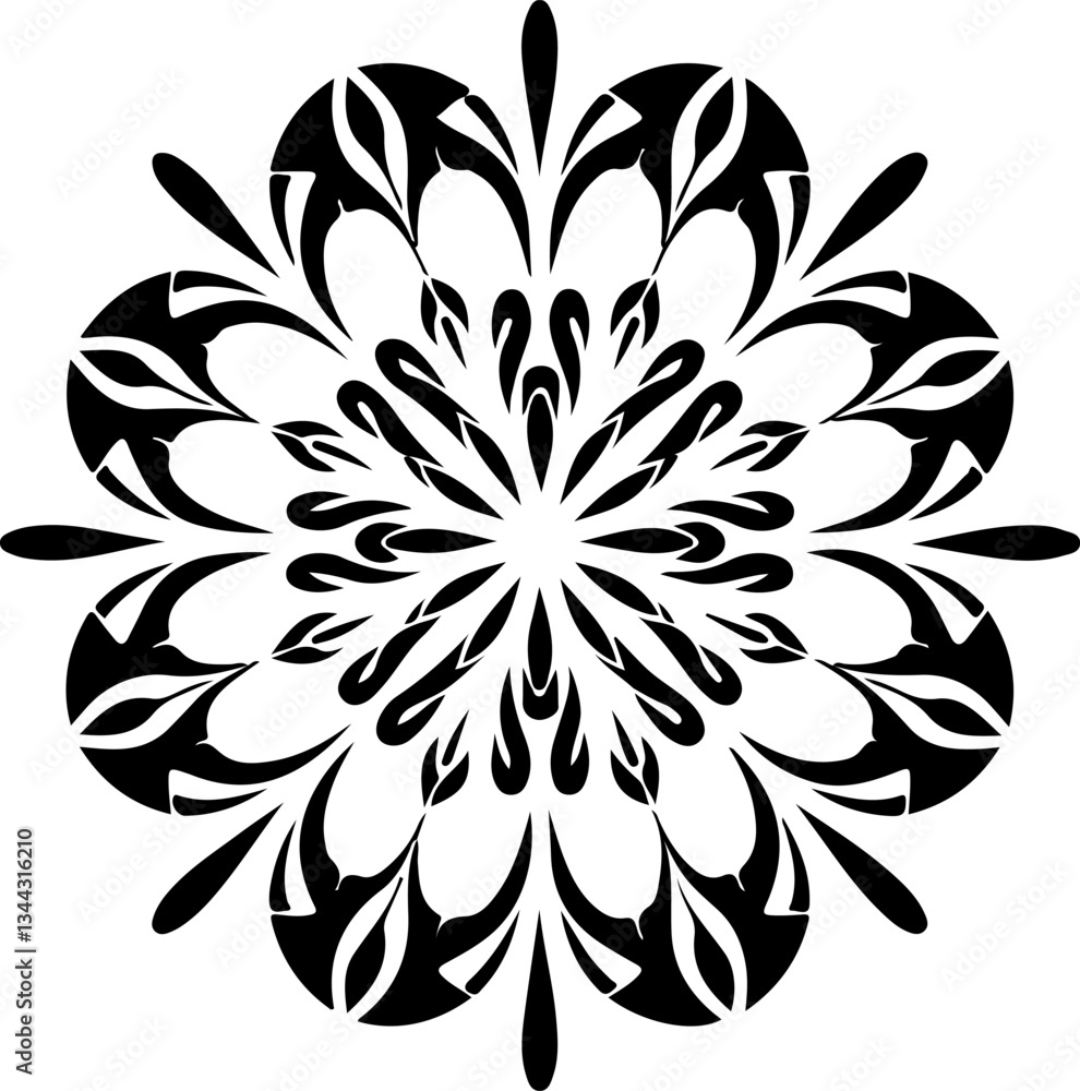 Obraz premium Mandala Stencil Vector Design, Intricate Mandala Stencil Art, Circular Mandala Stencil Vector, Decorative Mandala Template Design, Floral Mandala Stencil Vector, Traditional Mandala Vector Art, Abstra