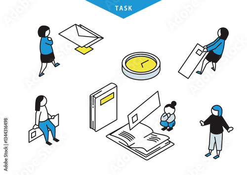 Task management illustration set (time version)