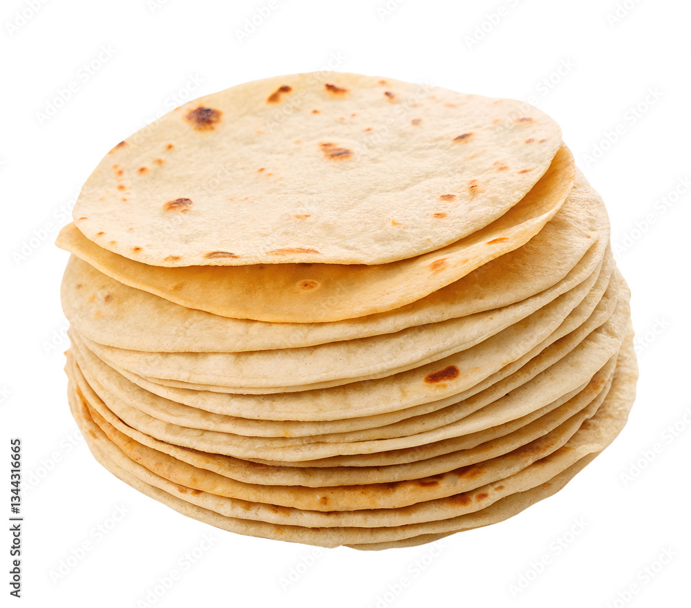 Stack of flour tortillas isolated on transparent background Stack of flour tortillas isolated on transparent background