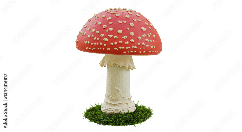 Obraz premium Isolated Amanita Muscaria Mushroom on Grass