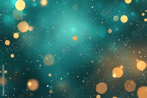 Teal and Gold Bokeh Background Sparkling Festive Holiday Design