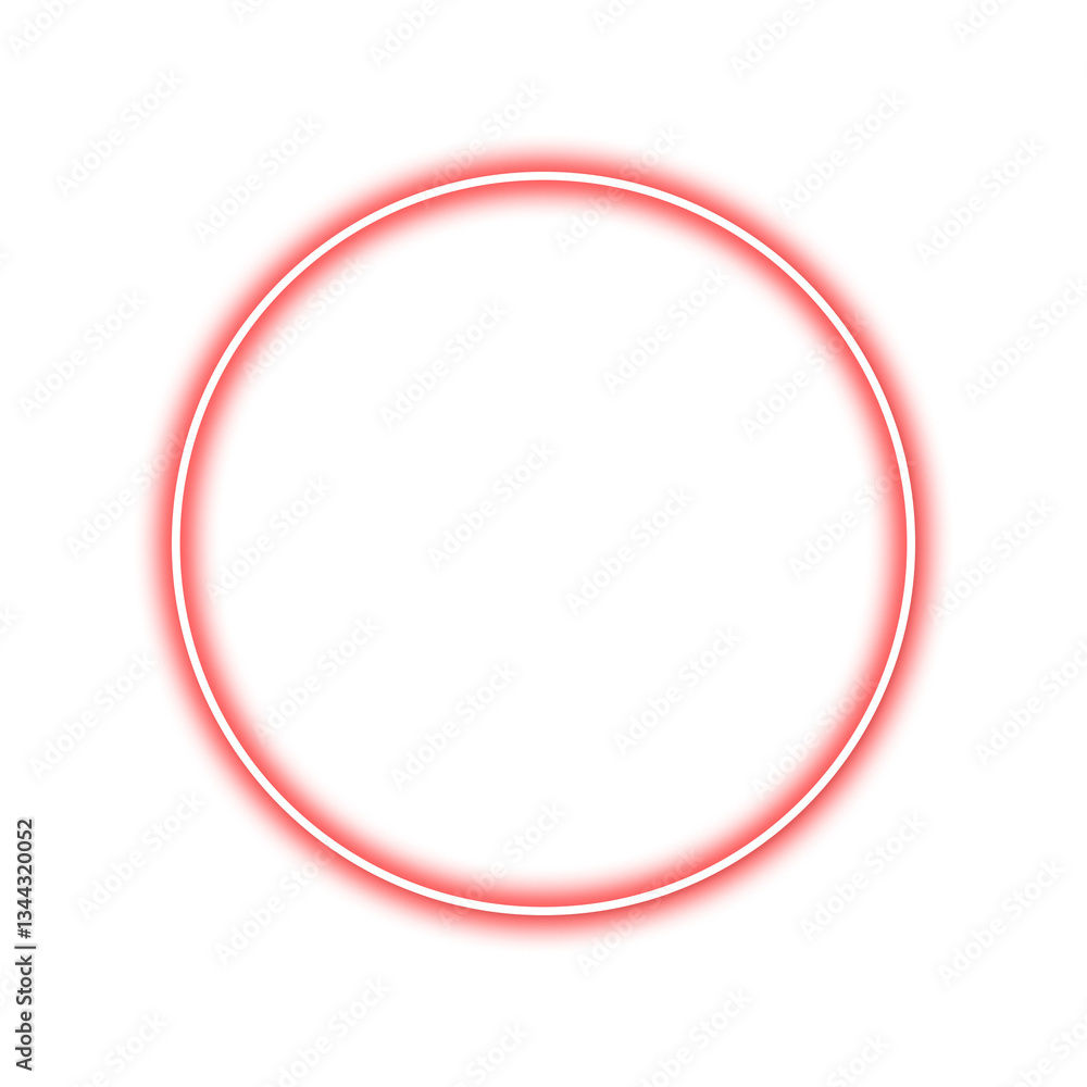 Red circle neon frame element isolated on transparent background Red circle neon frame element isolated on transparent background