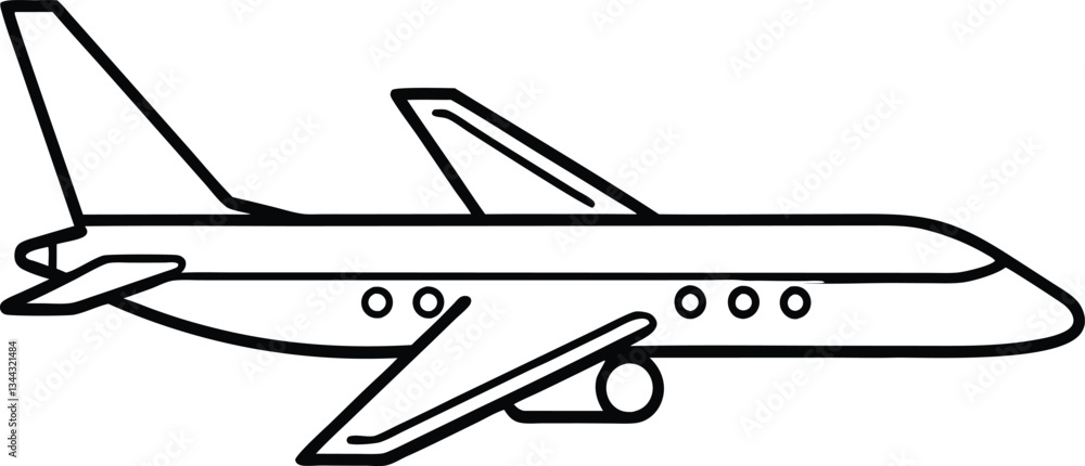 Airplane outline coloring book page line art drawing, airplane outline vector Airplane outline coloring book page line art drawing, airplane outline vector