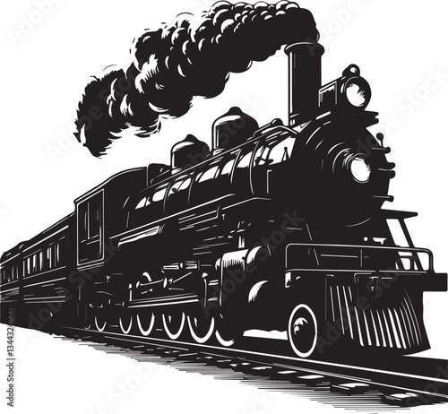 old steam locomotive SILHOUETTE VECTOR