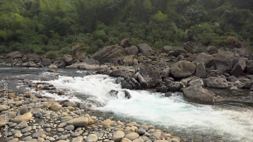 water flowing through rocky landscape