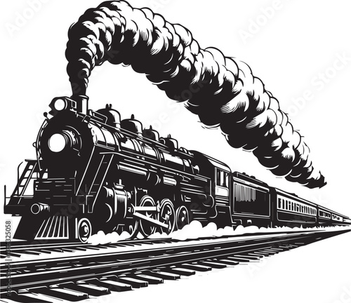 Vintage steam locomotive train SILHOUETTE VECTOR ILLUSTRATION