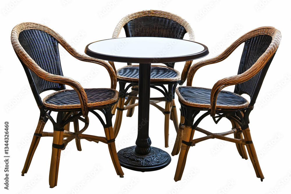 Fototapeta premium Bistro table and chairs, outdoor cafe setting