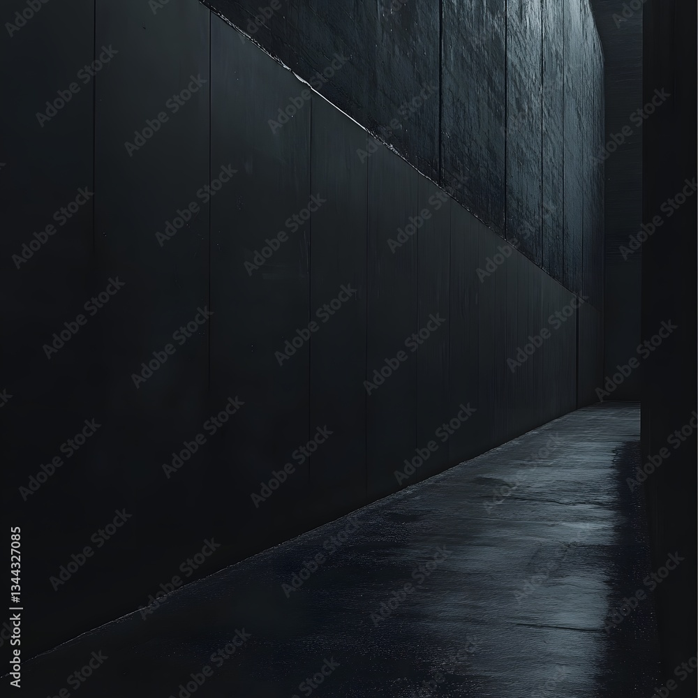 Dark architectural corridor with a sense of depth and mystery