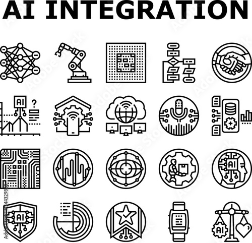 ai integration automation icons set vector