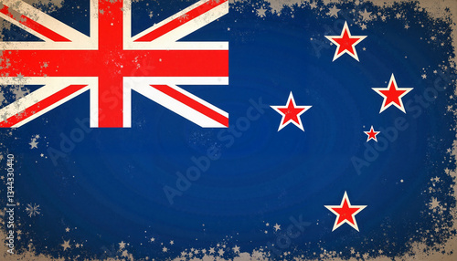 Vintage New Zealand flag with distressed texture, patriotic symbolism