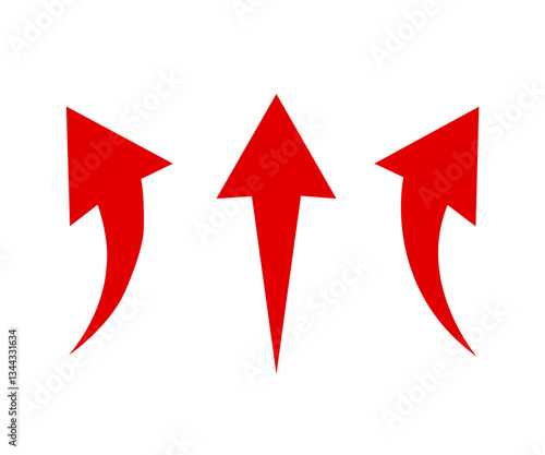 “Red Curved Arrow Graph Icon – Business Growth Uptrend Vector on Transparent Background”
