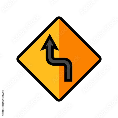 sharp turns curves car driving obstacles color icon vector illustration
