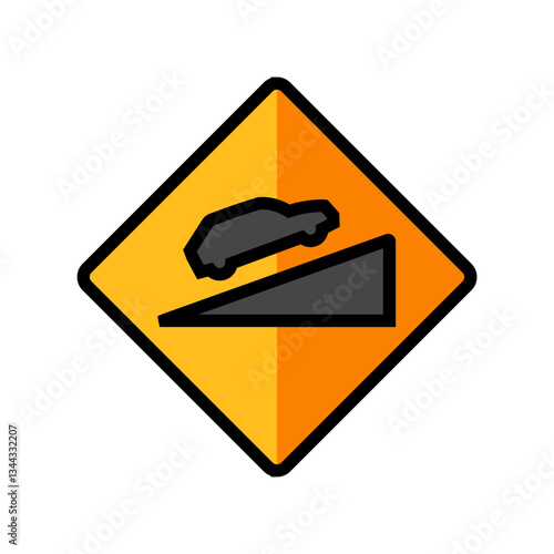 steep hills car driving obstacles color icon vector illustration