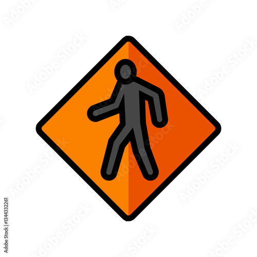pedestrians crossing car driving obstacles color icon vector illustration