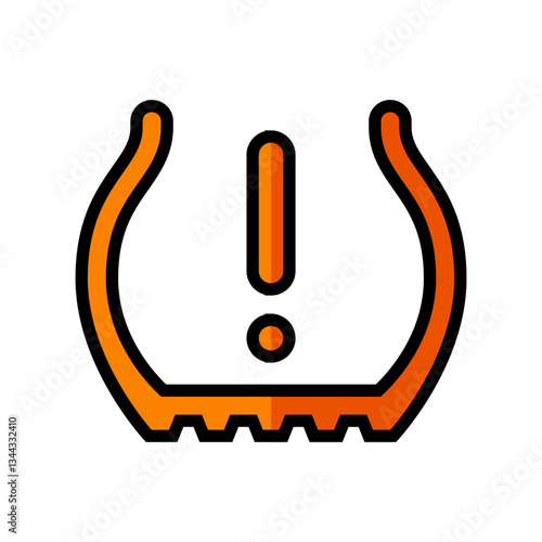 flat tire car driving obstacles color icon vector illustration