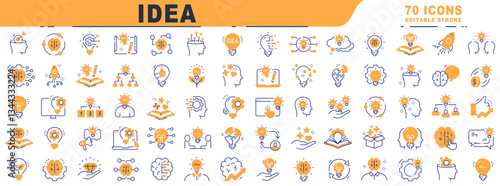 Big set of idea related filled line icons
