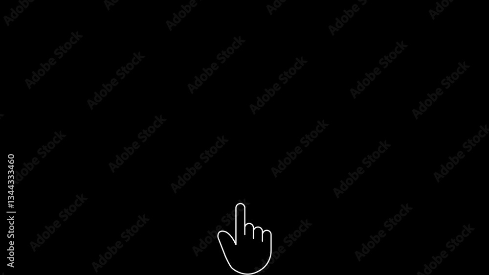 Animation of a mouse cursor in the shape of a hand with a click, then a ...