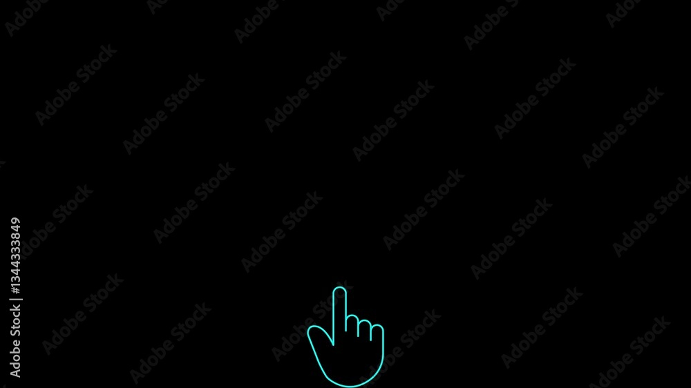 Animation of a mouse cursor in the shape of a hand with a click, then a ...