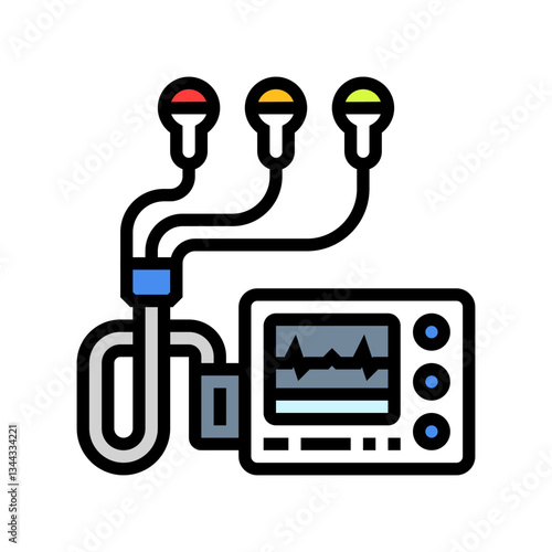holter monitor cardiology accessories color icon vector illustration