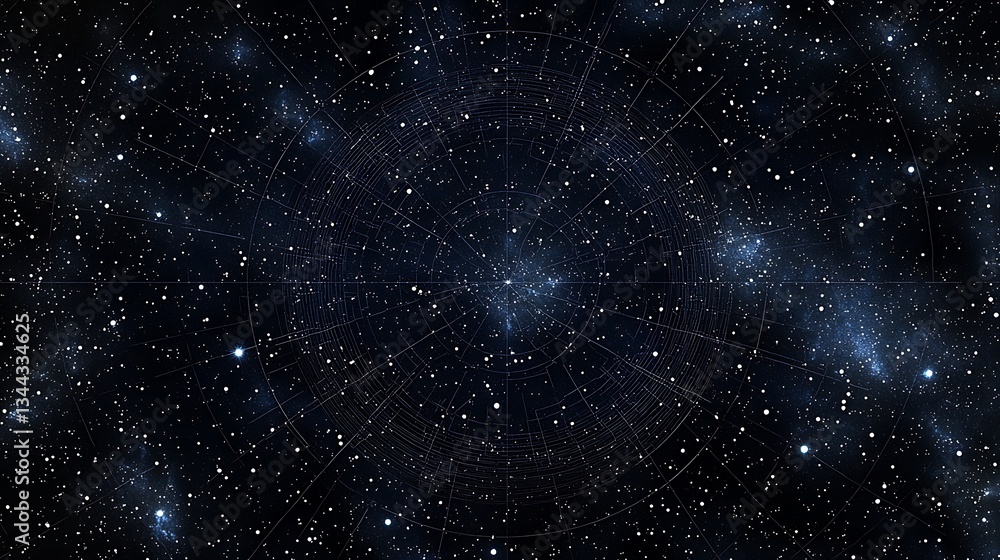 Naklejka premium Constellation with lines on dark blue starfield for astronomy, education, poster