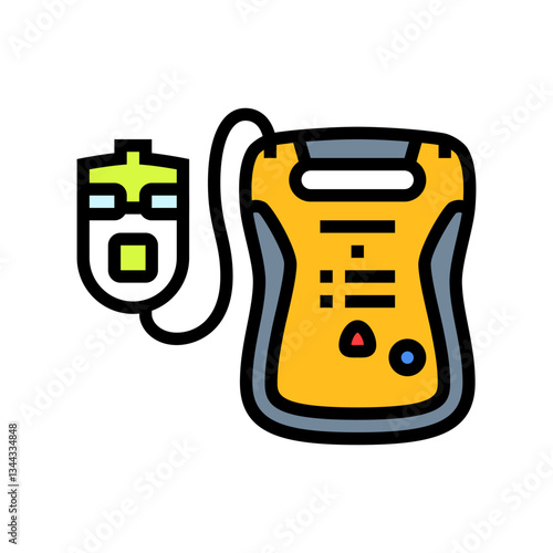 aed automated external defibrillator color icon vector illustration