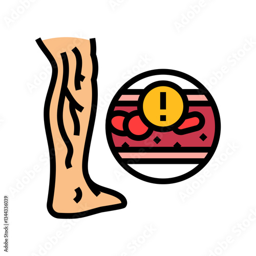 deep vein thrombosis cardiology disease color icon vector illustration