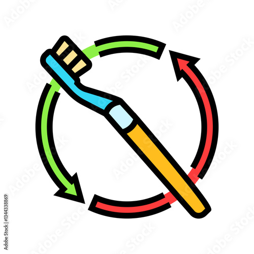 replacing toothbrush regularly color icon vector illustration