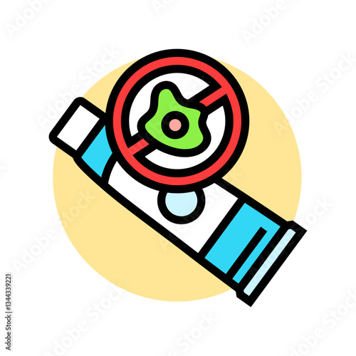 using antibacterial toothpaste color icon vector illustration