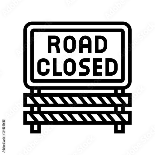 detours road closures car driving obstacles line icon vector illustration