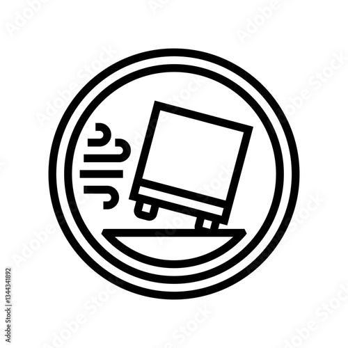 strong winds car driving obstacles line icon vector illustration