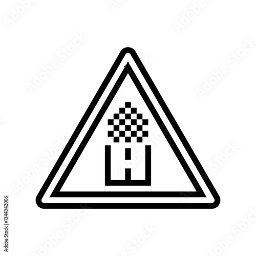 unpaved roads car driving obstacles line icon vector illustration