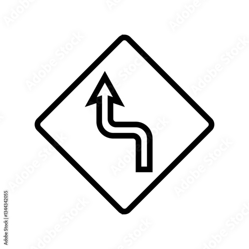 sharp turns curves car driving obstacles line icon vector illustration