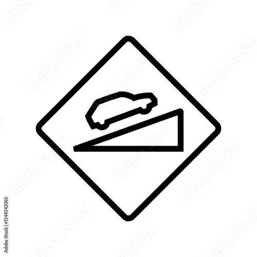 steep hills car driving obstacles line icon vector illustration