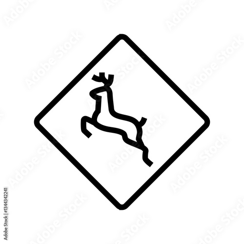 wildlife crossing car driving obstacles line icon vector illustration