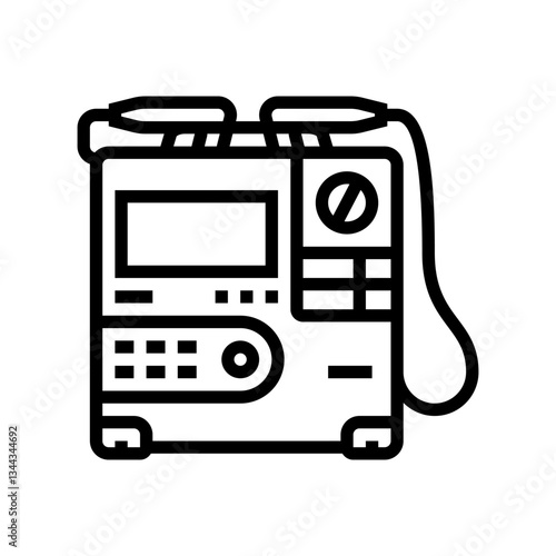 defibrillator cardiology accessories line icon vector illustration