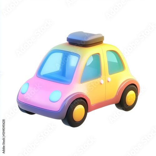Auto giocattolo colorata. Sfondo bianco trasparente da personalizzare