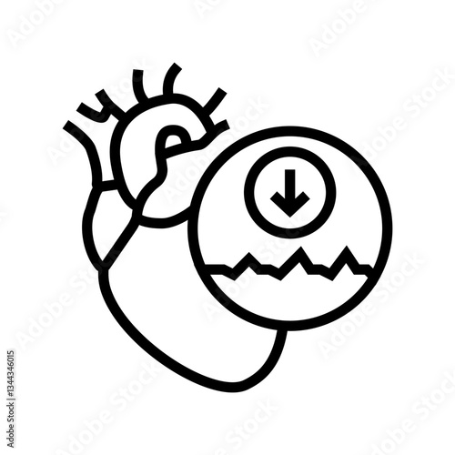 bradycardia cardiology disease line icon vector illustration