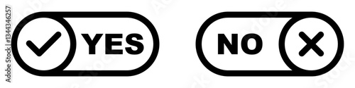 Yes and No Choice Signs. Green Check Mark and Red Cross Symbols. Answer Options. Correct or Incorrect. Accept or Reject.