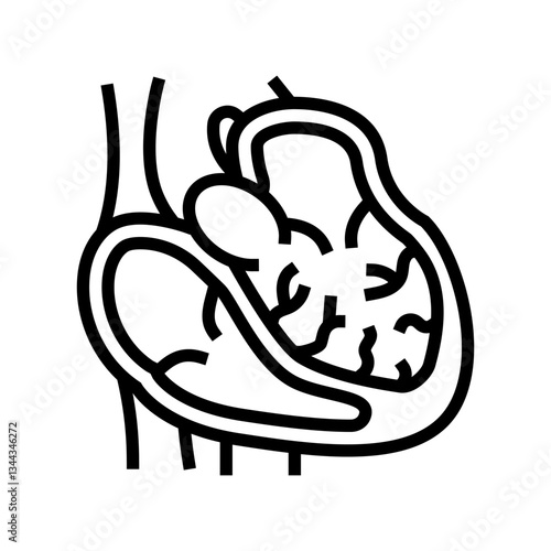 dilated cardiomyopathy cardiology disease line icon vector illustration