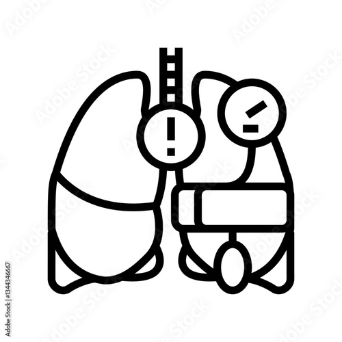 pulmonary hypertension cardiology disease line icon vector illustration