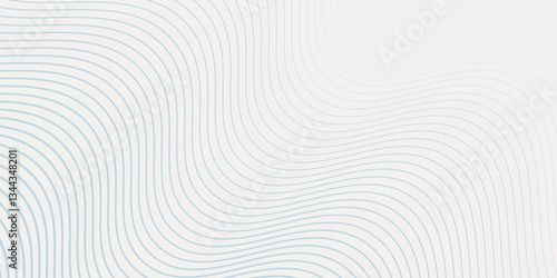 Abstract background with wavy blue lines on a white background. The blue lines create a flowing, textured pattern on the white surface. Minimal abstract gradient wavy line modern
