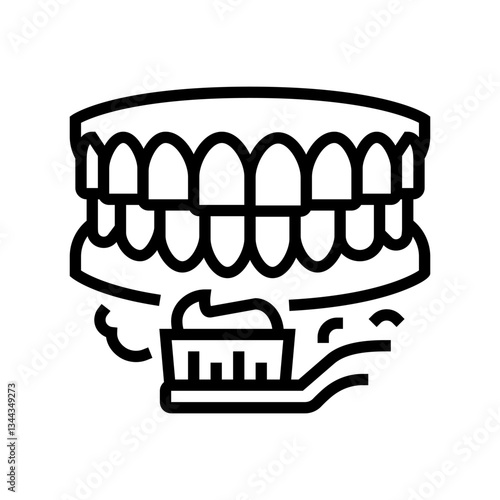 brushing teeth oral care line icon vector illustration