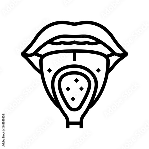 tongue scraping oral care line icon vector illustration