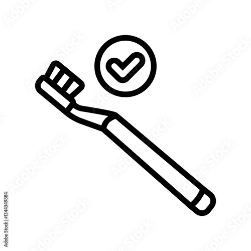 using soft bristled toothbrush line icon vector illustration