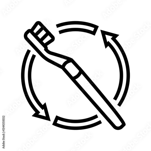 replacing toothbrush regularly line icon vector illustration