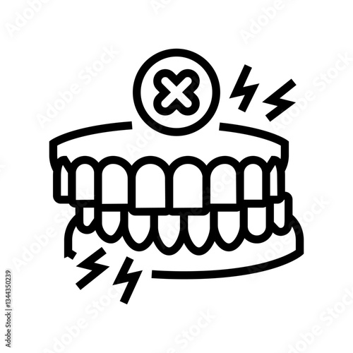 avoiding grinding teeth oral care line icon vector illustration