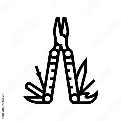 multi tool titanium line icon vector illustration