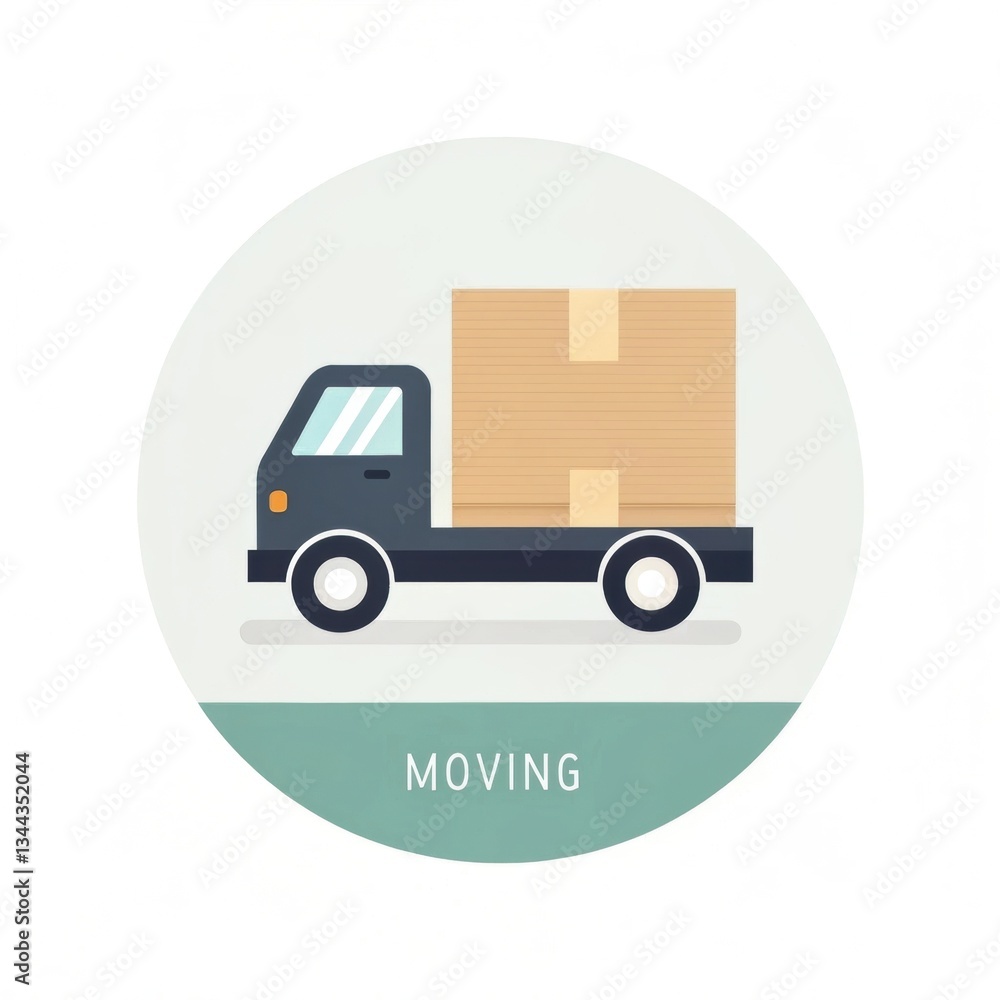 Transportation, truck delivery and moving box. Illustration of a moving truck with stacked boxes, indicating transportation and relocation services. Transportation, truck delivery and moving box. Illustration of a moving truck with stacked boxes, indicating transportation and relocation services.