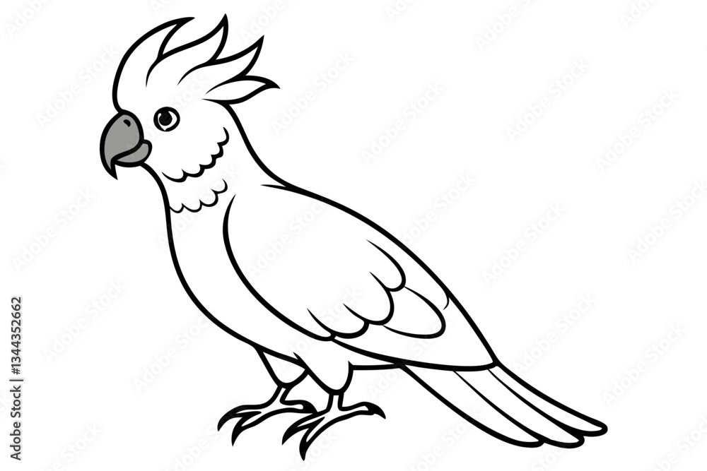 Fototapeta premium cockatoo line art silhouette vector illustration